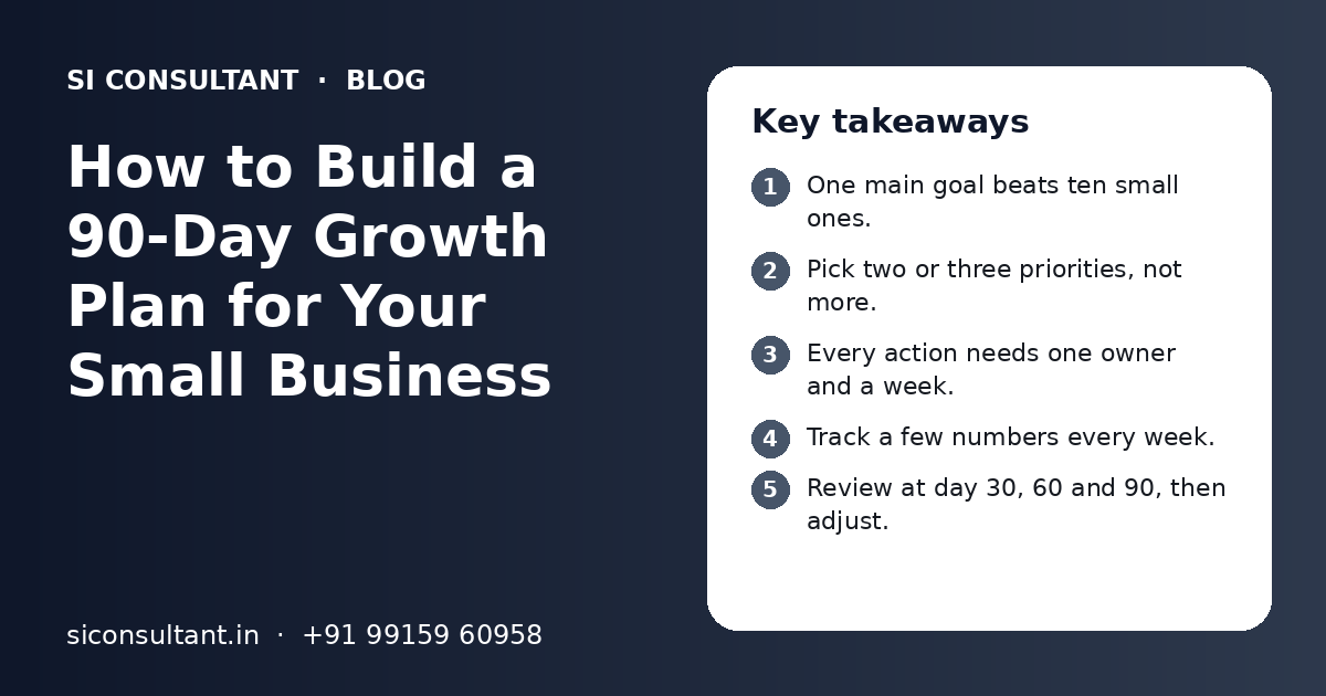How to Build a 90-Day Growth Plan for Your Small Business: key takeaways infographic