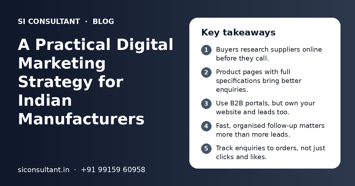 A Practical Digital Marketing Strategy for Indian Manufacturers: key takeaways infographic